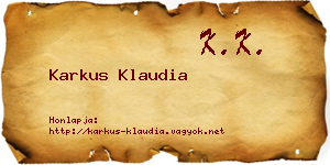 Karkus Klaudia névjegykártya